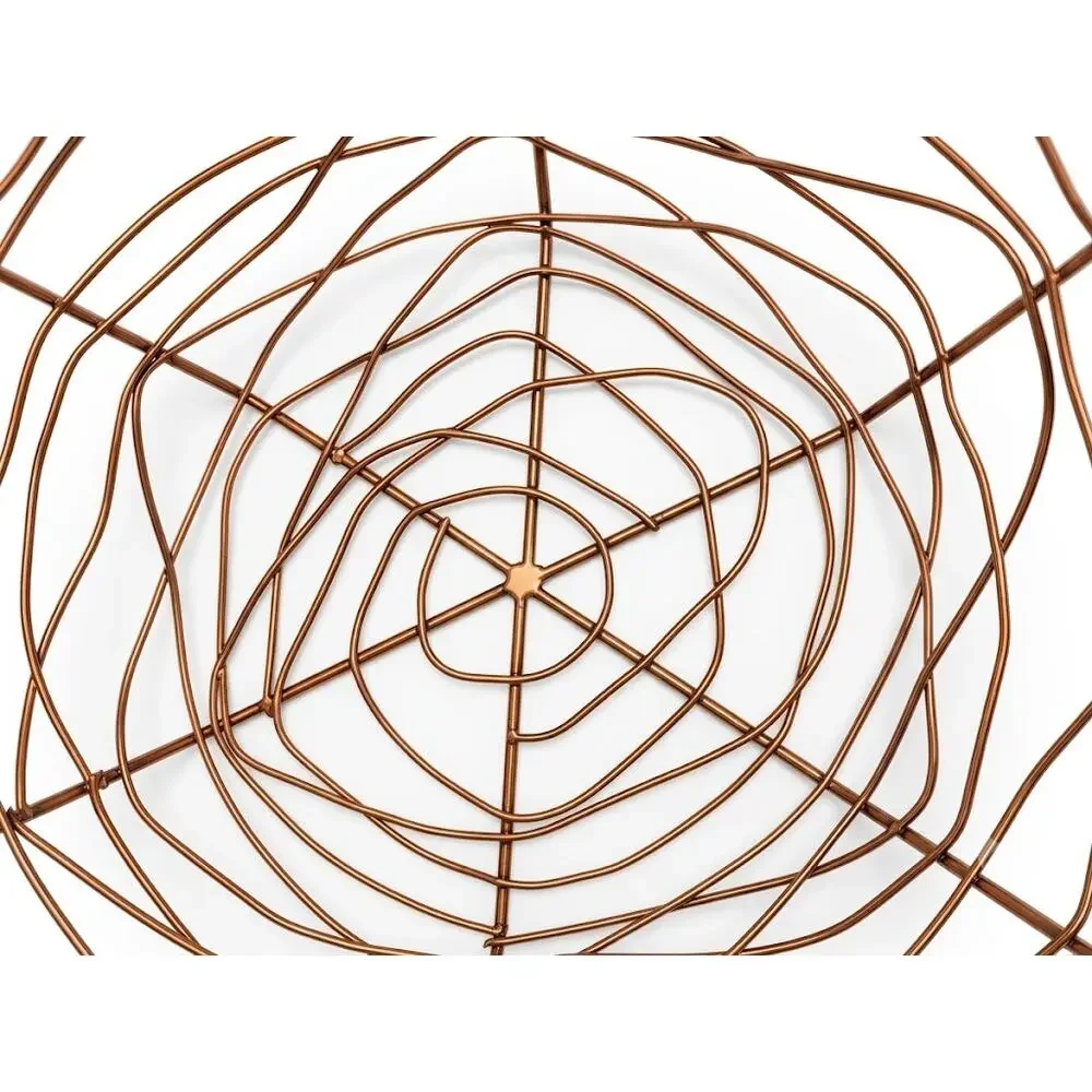 Vintage 1970s Handmade Copper Tone Wire Nest Baskets with Bird Finials Set of 2